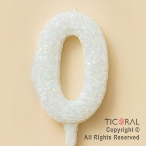 VELA NUMERAL CHICO 5.5 CM CON GIBRE BLANCO NUMERO 0 x 1